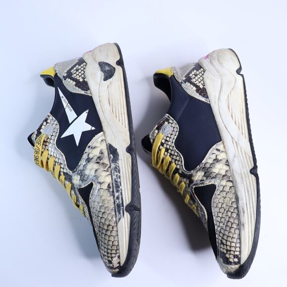 GOLDEN GOOSE Running Sole Sneaker Natural Snake Print and White Star Women's 40 - Picture 2 of 12